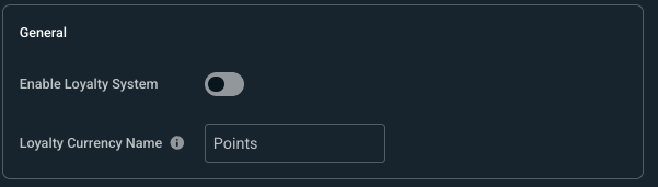 Showing the Enable Loyalty Points toggle and the Currency Name field for Cloudbot